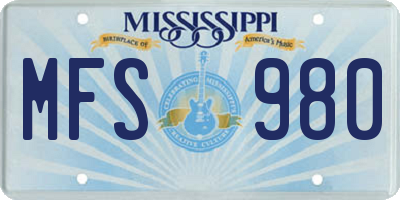 MS license plate MFS980