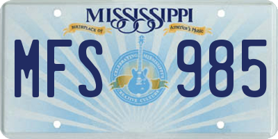 MS license plate MFS985