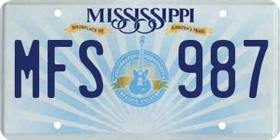 MS license plate MFS987