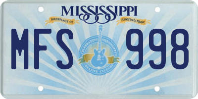 MS license plate MFS998
