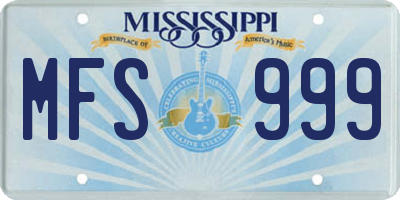 MS license plate MFS999