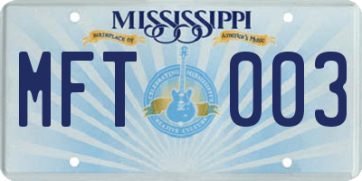 MS license plate MFT003