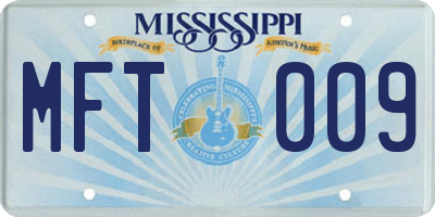 MS license plate MFT009