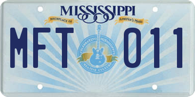 MS license plate MFT011