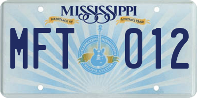 MS license plate MFT012