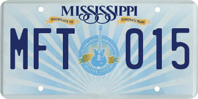 MS license plate MFT015