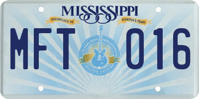 MS license plate MFT016
