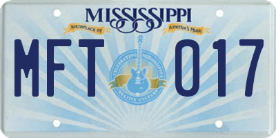 MS license plate MFT017