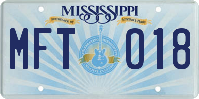 MS license plate MFT018