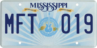 MS license plate MFT019