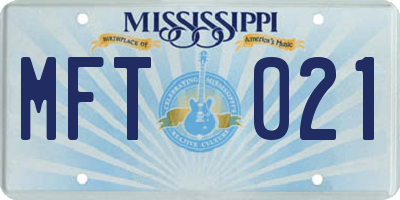 MS license plate MFT021