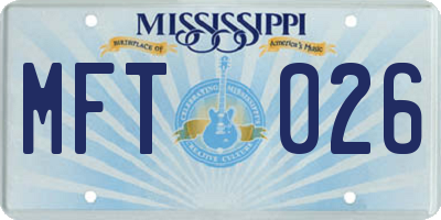 MS license plate MFT026