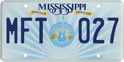 MS license plate MFT027