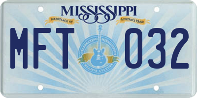 MS license plate MFT032