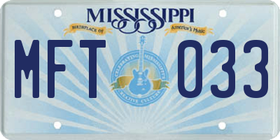 MS license plate MFT033