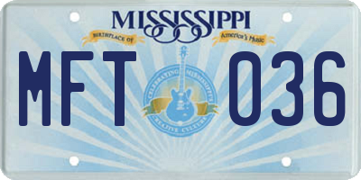 MS license plate MFT036