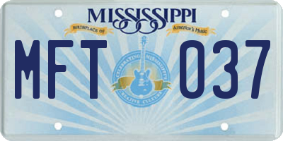 MS license plate MFT037