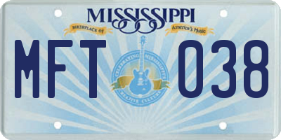 MS license plate MFT038