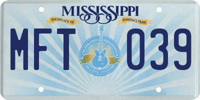 MS license plate MFT039