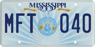 MS license plate MFT040