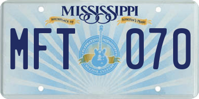 MS license plate MFT070