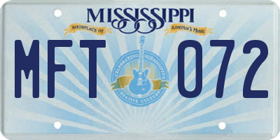 MS license plate MFT072