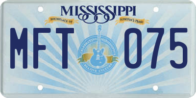 MS license plate MFT075