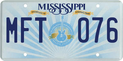 MS license plate MFT076