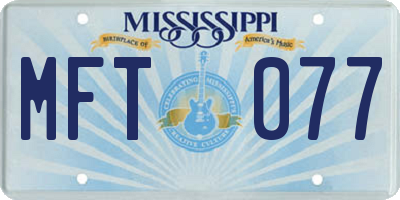 MS license plate MFT077