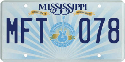 MS license plate MFT078