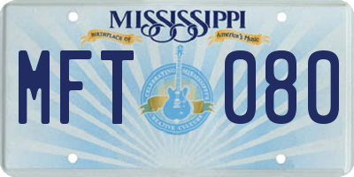 MS license plate MFT080