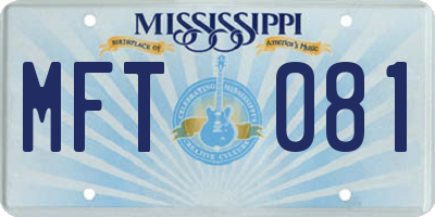 MS license plate MFT081