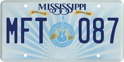 MS license plate MFT087