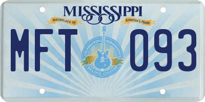 MS license plate MFT093