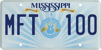 MS license plate MFT100