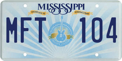 MS license plate MFT104