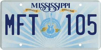 MS license plate MFT105