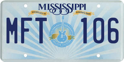 MS license plate MFT106