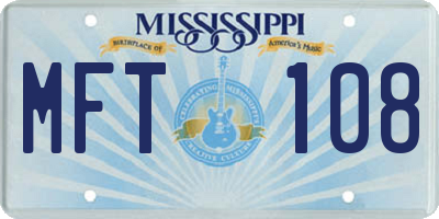 MS license plate MFT108
