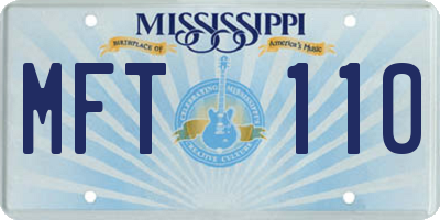 MS license plate MFT110
