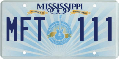 MS license plate MFT111