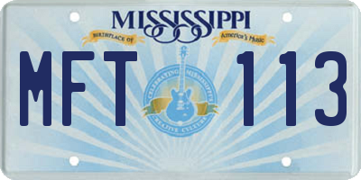 MS license plate MFT113