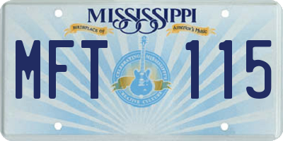 MS license plate MFT115