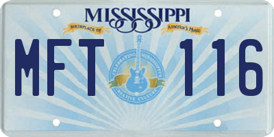 MS license plate MFT116