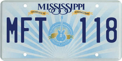 MS license plate MFT118