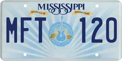 MS license plate MFT120