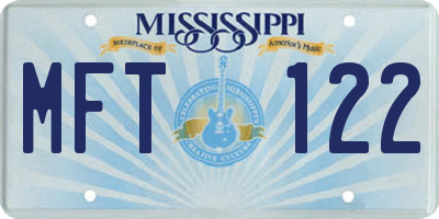 MS license plate MFT122