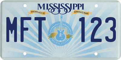 MS license plate MFT123