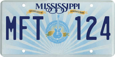 MS license plate MFT124