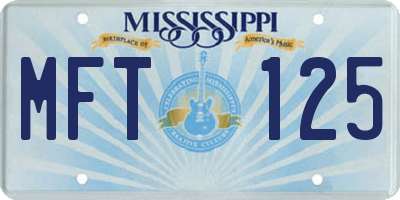 MS license plate MFT125